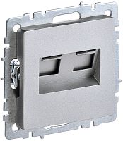 Розетка компьютерная без рамки IEK Brite РК10-2-БрА 2-м. RJ45+RJ45 5e алюминий