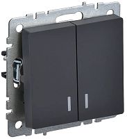 Выключатель с подсветкой без рамки IEK Brite ВС10-2-1-БрГ 2-кл. графит