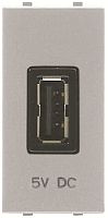 Розетка USB тип A без рамки ABB Niessen Zenit 1-м. 1 мод. 2000 мА N2185.2 PL серебро
