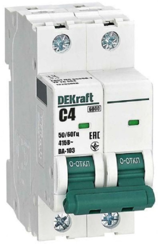 Выключатель автоматический DEKraft ВА-103 2п 4А C 6кА