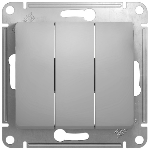 Выключатель без рамки Systeme Electric Glossa 3-кл. алюминий Systeme Electric — купить по цене от 708 ₽ | ПрофБезопасность