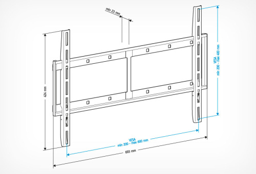 Кронштейн для ТВ Holder LCD F6607-B 42"-65" фиксированный фото 3