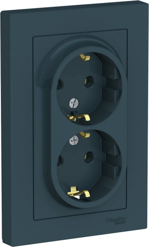 Розетка с заземлением Systeme Electric AtlasDesign 1-м. 2 мод. изумруд