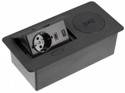 Розетка встраиваемая полуавтоматическая GTV 1-м.+беспроводная зарядка+2xUSB 212х118х70мм черный GTV — купить по цене от 16&nbsp;404 ₽ | ПрофБезопасность