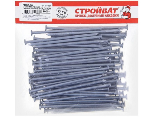 Гвозди  строительные оцинкованные Стройбат 4,0х100 (1,0 кг)
