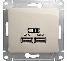Розетка USB тип A+A без рамки Systeme Electric Glossa 2-м. 2100мА молочный