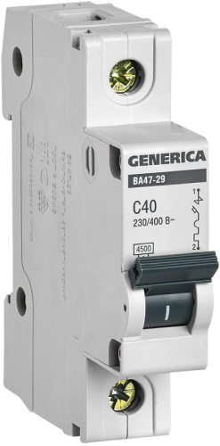 Выключатель автоматический IEK GENERICA ВА47-29 1п 40А C 4,5кА