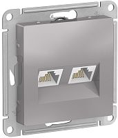 Розетка компьютерная без рамки Systeme Electric AtlasDesign 2-м. RJ45+RJ45 5e алюминий