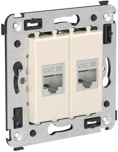 Розетка компьютерная экранированная без рамки DKC Avanti 2-м. RJ45+RJ45 5е ванильная дымка DKC — купить по цене от 1&nbsp;952 ₽ | ПрофБезопасность