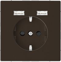 Розетка с заземлением +2xUSB тип A+A без рамки Schneider Electric Merten D-Life 1-м. мокко