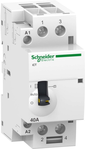 Контактор модульный Schneider Electric Acti9 iCT 2п 2НО 63А 230В с ручкой управления АС