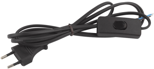 Шнур с электрической вилкой и переключателем для бра ЭРА UX-ШВВП-S-1,8m-B (ШВВП 2х0.5) 1.8м черный картинка