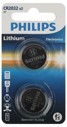 Элемент питания Philips CR2032 2BL (цена за 2 шт.) (батарейка)