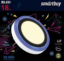 Светильник светодиодный накладной c подсветкой Smartbuy DLB LED 18Вт 3000K+B IP20 Круг Smartbuy — купить по цене от 850 ₽ | ПрофБезопасность