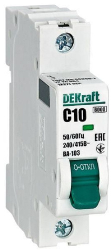 Выключатель автоматический DEKraft ВА-103 1п 10А C 6кА