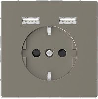 Розетка с заземлением +2xUSB тип A+A без рамки Schneider Electric Merten D-Life 1-м. никель