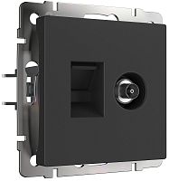 Розетка RJ45+TV Оконечная без рамки Werkel 1-м. черный матовый