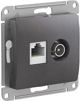 Розетка RJ45+TV Оконечная без рамки Systeme Electric Glossa 2-м. графит