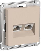 Розетка компьютерная без рамки Systeme Electric AtlasDesign 2-м. RJ45+RJ45 5e песочный