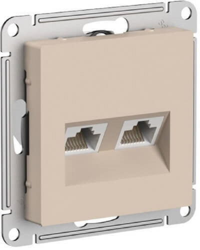 Розетка компьютерная без рамки Systeme Electric AtlasDesign 2-м. RJ45+RJ45 5e песочный