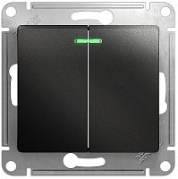 Выключатель с подсветкой без рамки Systeme Electric Glossa 2-кл. антрацит