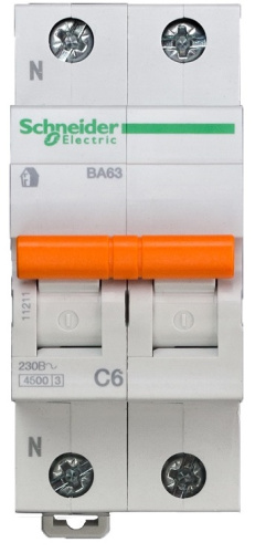 Выключатель автоматический Schneider Electric Домовой 2п C 6А ВА63 4.5кА фото 2
