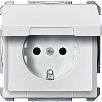 Розетка с заземлением без рамки Schneider Electric Merten Antique 1-м. крышка шторки белый
