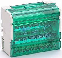 Шина в корпусе на DIN-рейку (кросс-модуль) DEKraft ШН103-4-11-125 зеленый