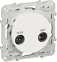 Розетка TV+R+SAT Оконечная без рамки Schneider Electric Odace 1-м. белый Schneider Electric — купить по цене от 1&nbsp;250 ₽ | ПрофБезопасность