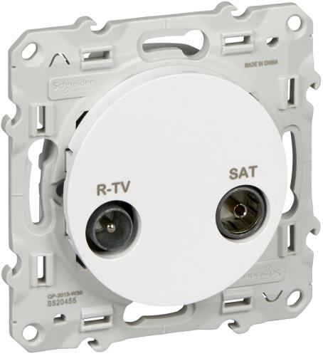 Розетка TV+R+SAT Оконечная без рамки Schneider Electric Odace 1-м. белый Schneider Electric — купить по цене от 1&nbsp;250 ₽ | ПрофБезопасность