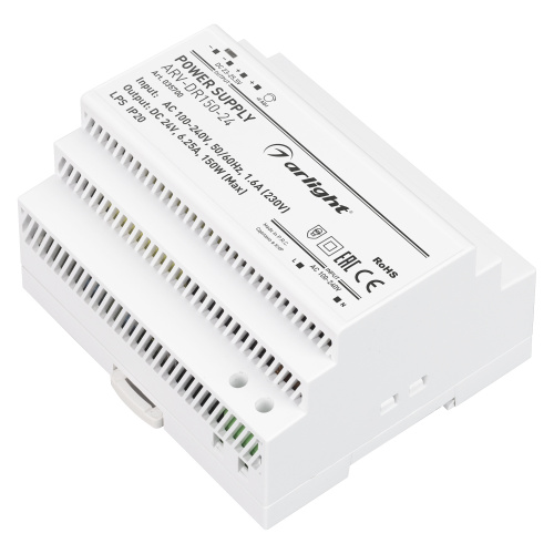 Блок питания на DIN-рейку Arlight 24В ARV-DR150-24 6.25A 150W IP20, Arlight, купить, цена, доставка, безопасность Блок питания на DIN-рейку Arlight 24В ARV-DR150-24 6.25A 150W IP20 Arlight — купить по цене от 10 100 ₽ | ПрофБезопасность