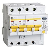Автомат дифференциального тока АВДТ IEK АД14 4п 10А 10мА 4,5кА C тип AC картинка