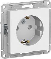 Розетка с заземлением без рамки Systeme Electric AtlasDesign 1-м. шторки белый