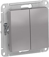 Выключатель без рамки Systeme Electric AtlasDesign 2-кл. алюминий
