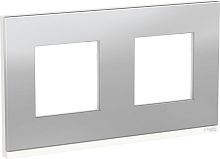Рамка горизонтальная Schneider Electric Unica Studio Pure 2-м. металл алюминий матовый/белый