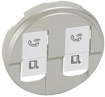 Лицевая панель Legrand Celiane для 2-м. розетки RJ45+RJ45 титан