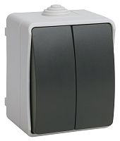 Выключатель накладной IEK Форс ВС20-2-0-ФСр 2-кл. IP54 серый