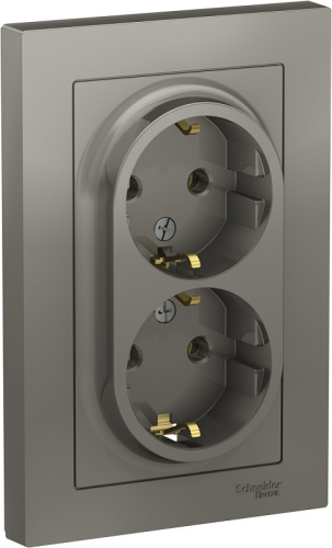 Розетка с заземлением Systeme Electric AtlasDesign 1-м. 2 мод. сталь