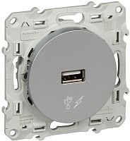 Розетка USB тип A без рамки Schneider Electric Odace 1-м. 1000мА алюминий