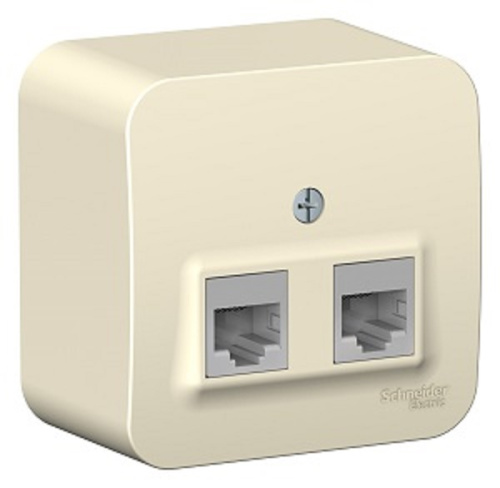 Розетка компьютерная накладная Systeme Electric Blanca 2-м. RJ45+RJ45 5e молочный фото 2