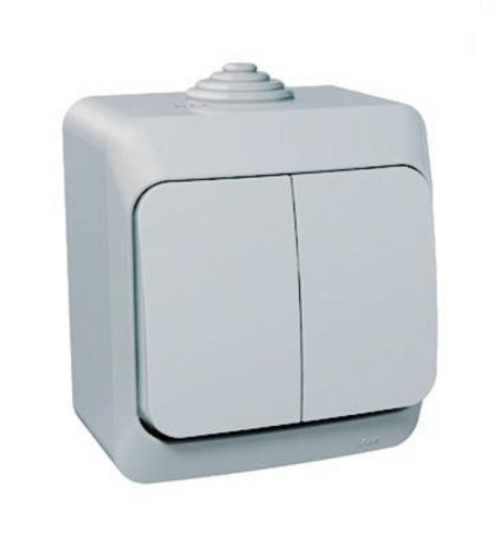 Выключатель накладной Systeme Electric Этюд 2-кл. IP44 серый фото 3
