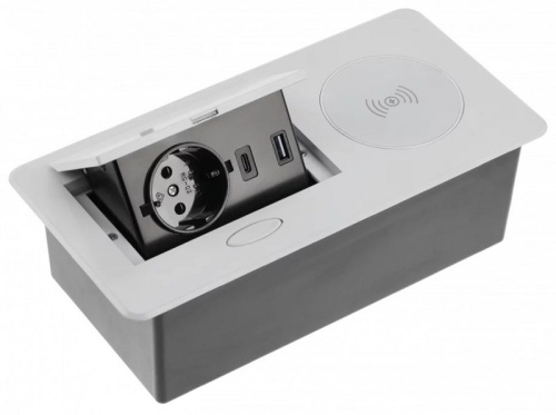 Розетка встраиваемая полуавтоматическая GTV 1-м.+беспроводная зарядка+2xUSB 212х118х70мм серый GTV — купить по цене от 16&nbsp;404 ₽ | ПрофБезопасность