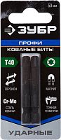 Бита Torx40 Зубр Профессионал , тип хвостовика E 1/4", 50мм, 2шт ударные 