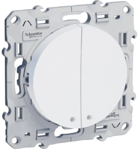 Выключатель с подсветкой без рамки Schneider Electric Odace 2-кл. белый Schneider Electric — купить по цене от 2&nbsp;608 ₽ | ПрофБезопасность
