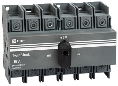 Рубильник реверсивный EKF PROxima TwinBlock 3п 63А с ручкой
