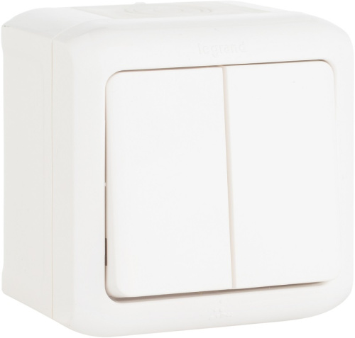 Выключатель накладной Legrand Quteo 2-кл. IP44 белый Legrand — купить по цене от 480 ₽ | ПрофБезопасность