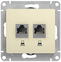 Розетка компьютерная без рамки Systeme Electric Glossa 2-м. RJ45+RJ45 5e бежевый