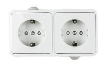 Розетка накладная с заземлением ASD Aqua 2-м. шторки IP44 белый