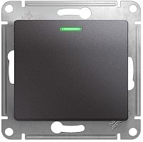 Выключатель с подсветкой без рамки Systeme Electric Glossa 1-кл. графит