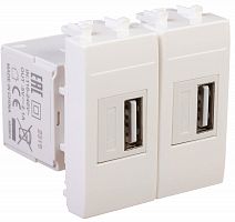 Розетка USB тип А+А модульная DKC Avanti 2-м. 2 мод. 2100мА белое облако